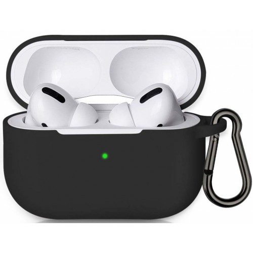 Чохол для AirPods PRO silicone good с карабином /gray/