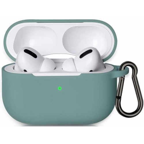 Чохол для AirPods PRO silicone good с карабином /mint/