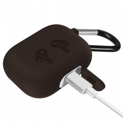 Чохол для AirPods PRO silicone logo с карабином /cocoa/