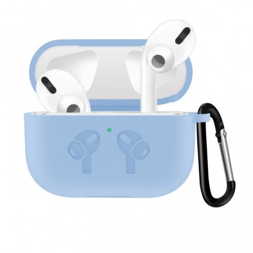 Чохол для AirPods PRO silicone logo с карабином /lilac/