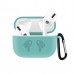 Чохол для AirPods PRO silicone logo с карабином /marine green/