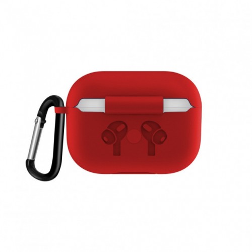 Чохол для AirPods PRO silicone logo с карабином /red/