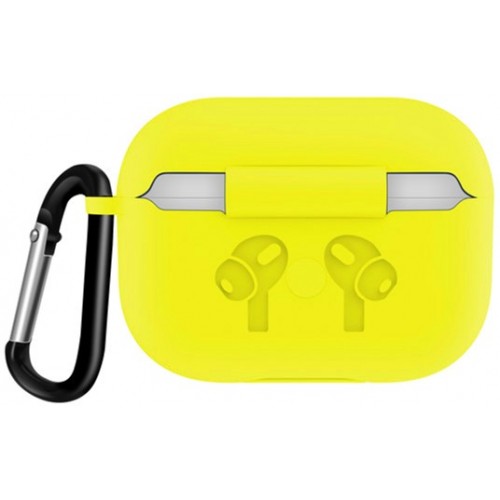 Чохол для AirPods PRO silicone logo с карабином /yellow/
