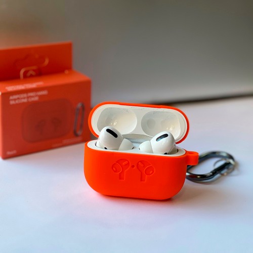 Чохол для AirPods PRO silicone с карабином /orange/