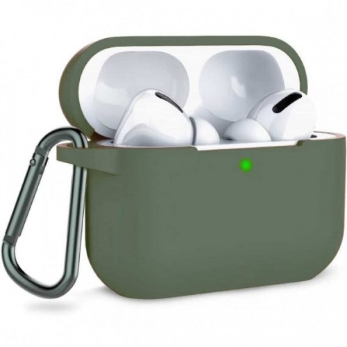 Чохол для AirPods PRO silicone с карабином /pine green/