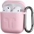 Чохол для AirPods silicone case logo с карабином /light pink/