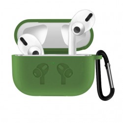 Чохол для AirPods silicone case logo с карабином military /green/