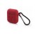 Чохол для AirPods silicone case logo с карабином /rose red/