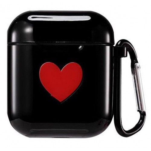 Чохол для AirPods silicone case Love с карабином /black/