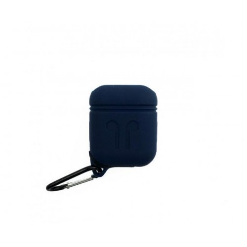 Чохол для AirPods silicone case Love с карабином /blue/