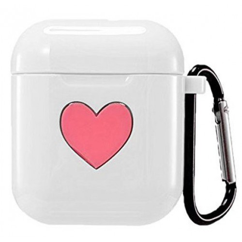 Чохол для AirPods silicone case Love с карабином /white/