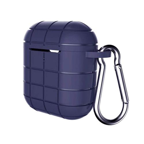 Чохол для AirPods2 silicone case Grid с карабином /midnight  blue/