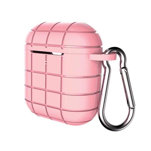 Чохол для AirPods2 silicone case Grid с карабином /pink/