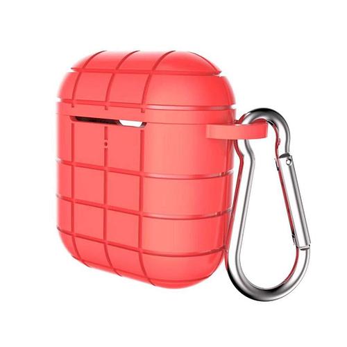 Чохол для AirPods2 silicone case Grid с карабином /red/