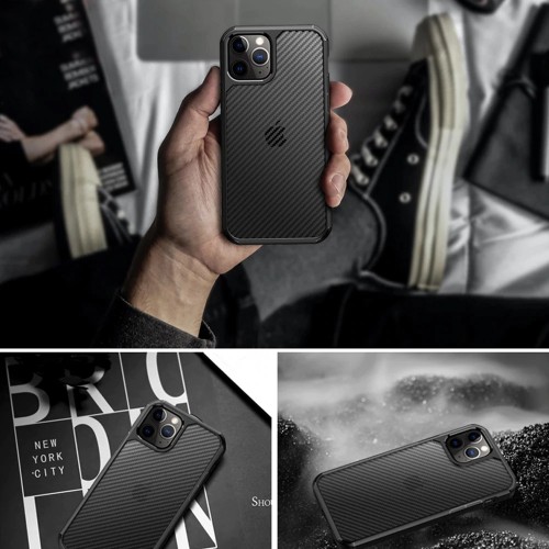  Чохол для iPhone 12 /5,4''/ iPaky Carbone Case /black transparent/