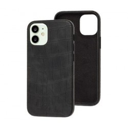  Чохол для iPhone 12 /5,4''/ Leather crocodile case /black/