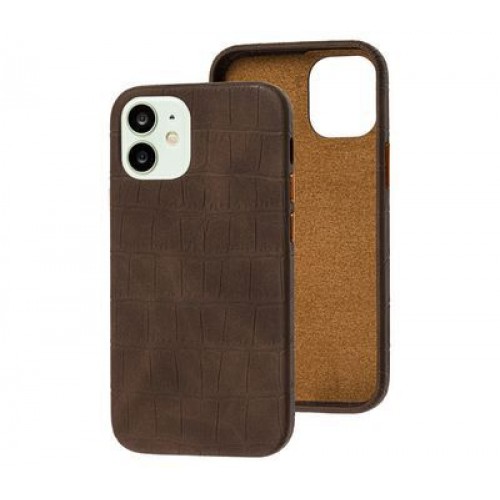  Чохол для iPhone 12 /5,4''/ Leather crocodile case /brown/