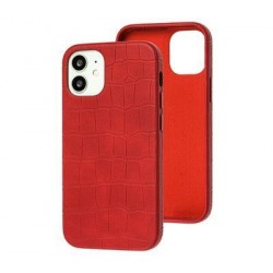  Чохол для iPhone 12 /5,4''/ Leather crocodile case /red/