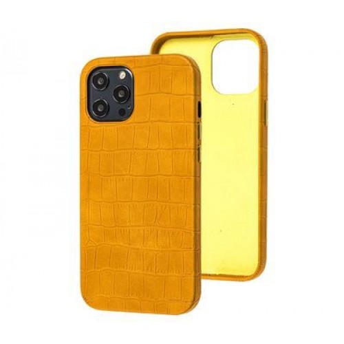  Чохол для iPhone 12 Pro /6,1''/ Leather crocodile case /yellow/