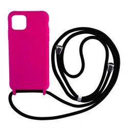 Чохол iPhone 11 Silicone Case crossbody bag /electric pink/