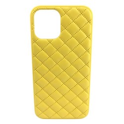Чохол iPhone 12 Pro Max /6,7''/ Quilted Leather case /yellow/