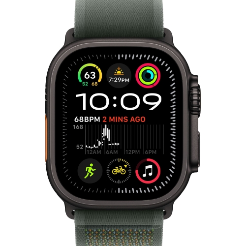 Смарт-годинник Apple Watch Ultra 2 2024 GPS+LTE 49mm Black Titanium C Green Trail Loop S/M (MYQ33)