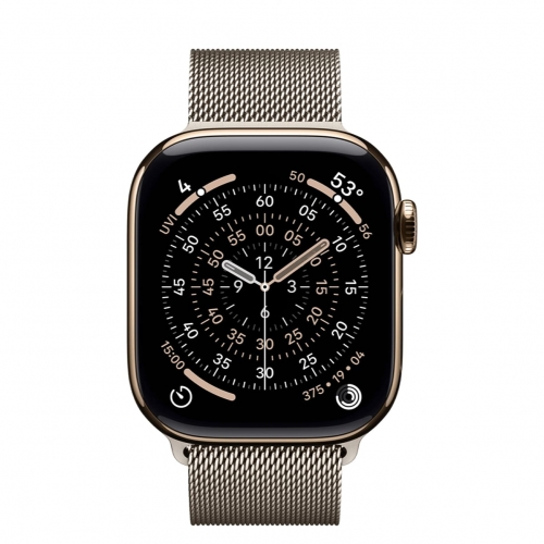Watch Series 11 GPS+LTE 46mm Gold Titanium C Natural Milanese Loop M/L (MFC34+MGJ34)