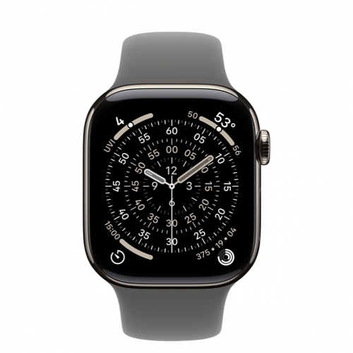 Watch Series 11 GPS+LTE 42mm Natural Titanium C Stone Gray Sport Band M/L (MF8N4)