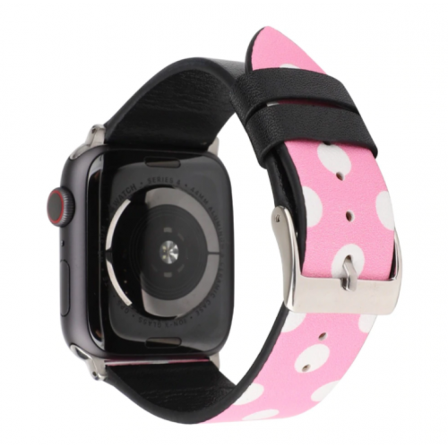 Ремінець Apple watch 38/40mm Leather Сlassic t/Minnie pink/