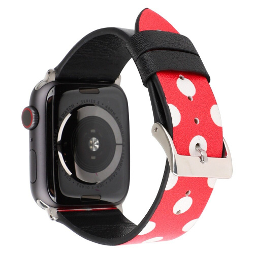 Ремінець Apple watch 38/40mm Leather Сlassic t/Minnie red/