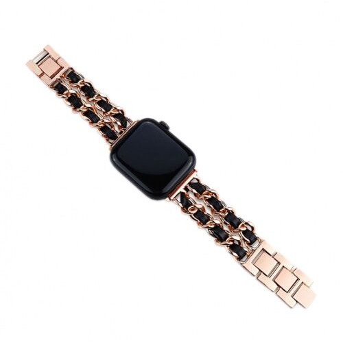 Ремінець Apple watch 42/44mm CHANEll /rose black/