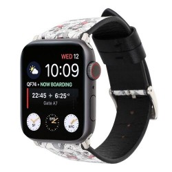 Ремінець Apple watch 42/44mm Leather Сlassic t/Mikki black gray/