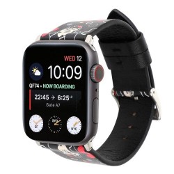 Ремінець Apple watch 42/44mm Leather Сlassic t/Mikki black red/