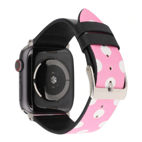Ремінець Apple watch 42/44mm Leather Сlassic t/Minnie pink/