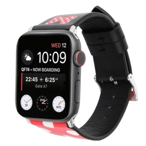 Ремінець Apple watch 42/44mm Leather Сlassic t/Minnie red/