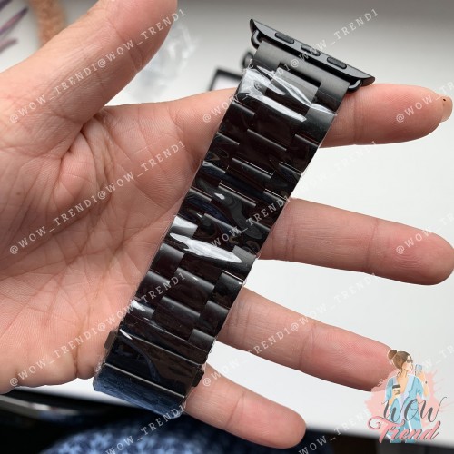 Ремінець Apple watch 42/44mm Metall new 3-bead /black/