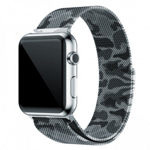 Ремінець Apple watch 42/44mm Milanese Loop military /black/