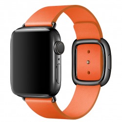 Ремінець Apple watch 42/44mm Modern Buckle Leather black /orange/