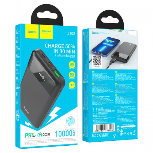 Зовнішній акумулятор Power Bank Hoco J102 20000mAh /black/Cool figure PD20W+QC3.0