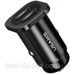 Автомобільний зарядний пристрій Usams C7 4.8A Dual USB Mini Metal /black/