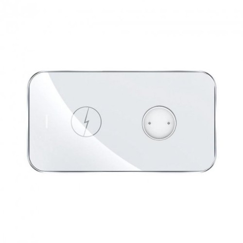 Бездротова зарядка Rock Leather 2in1 W32 /white/