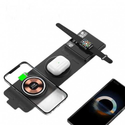 Бездротова зарядка стенд Travel 3 in 1 T01 15W /black/