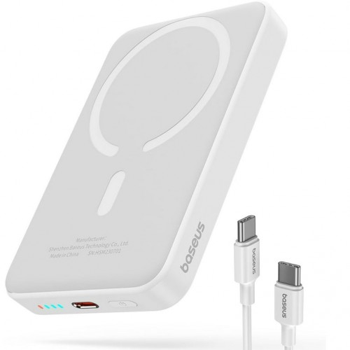 Зовнішній акумулятор Power Bank Baseus Slim Compact 6000mAh 20W PD /white/