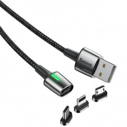 USB кабель Lightning 100cm Baseus Zinc Magnetic 3 in 1 cable /black/