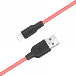 USB кабель Lightning 100cm HOCO X21 Plus Fluorescent silicone 2A /red/