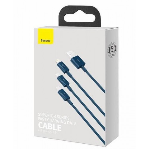 USB кабель Lightning 150cm Baseus Superior Series 3 in 1 3.5A /black/