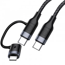 USB кабель Type-C to Type-C/Lightning Usams U31 1m 60W /black/