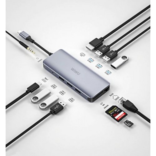 Перехідник adapter Hub Type-C 12in1 Wiwu Apollo /gray/