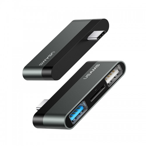 Перехідник HUB Usams Type-C (USB Micro SD) /gray/ SJ463