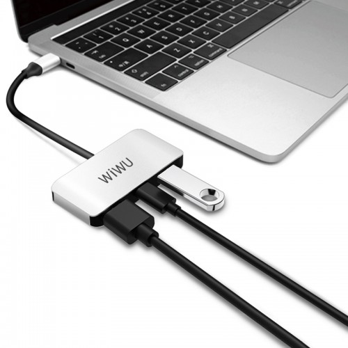 Перехідник Хаб USB-C 3in1 Wiwu C2H /gray/